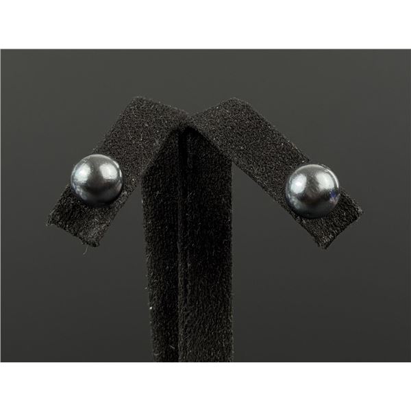 Tahitian Black Pearl Sterling Silver Earrings