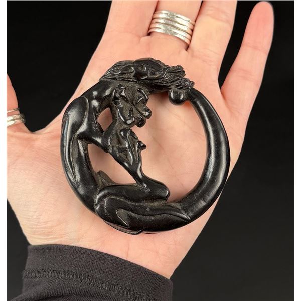 Chinese Carved Coiled Dragon Pendant