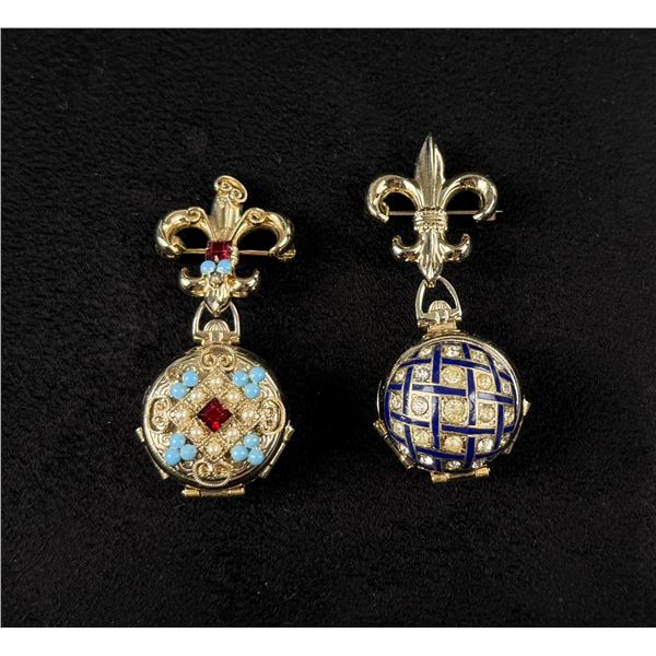 Coro Pegasus Fleur de Lis Locket Brooches