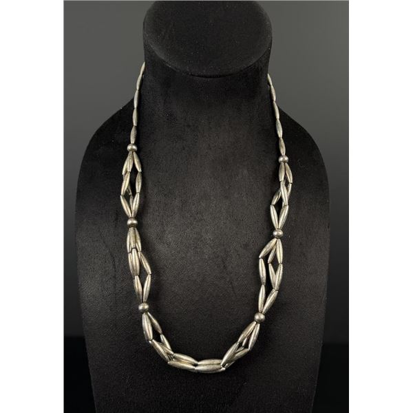 Navajo Sterling Silver Torpedo Bead Necklace