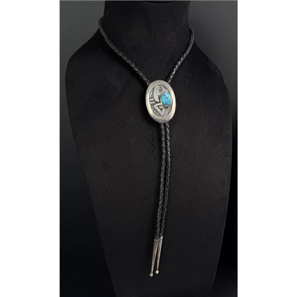 Thomas Singer Navajo Sterling Turquoise Bolo Tie