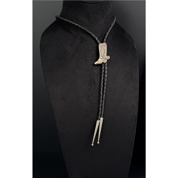 Elmer Kee Navajo Sterling Cowboy Boot Bolo Tie