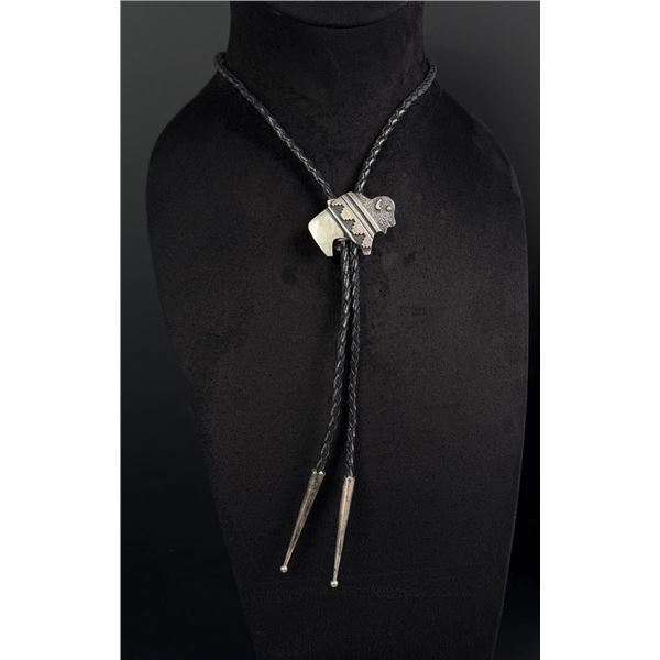 Thomas Singer Navajo Sterling Buffalo Bolo Tie