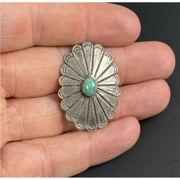 Navajo Sterling Silver Turquoise Scarf Slide