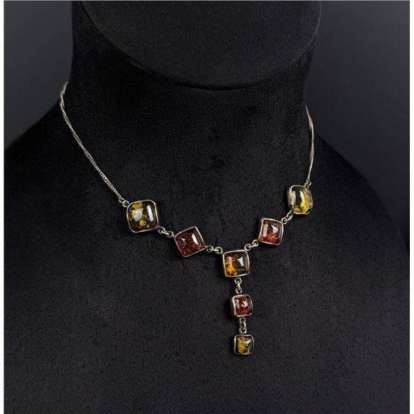 Sterling Silver Baltic Amber Necklace