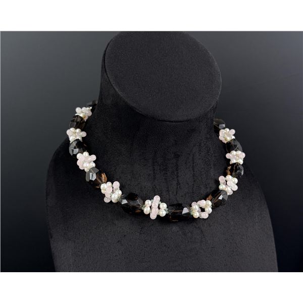 Ross Simmons Cut Glass Quartz and Pearl Necklace