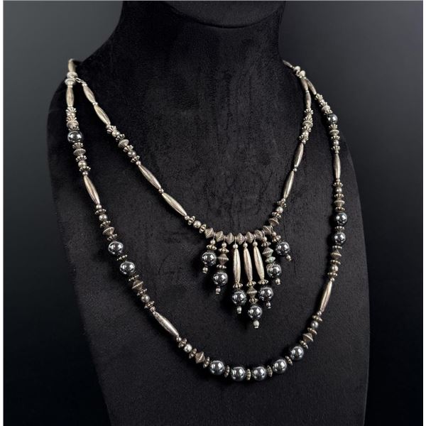 Navajo Sterling Silver Bench Bead Necklace
