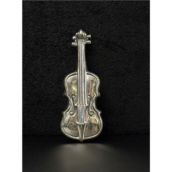 Sterling Silver Violin Brooch