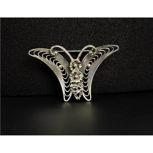Beau Sterling Silver Filigree Butterfly Brooch
