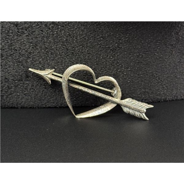 Mid Century Beau Sterling Silver Heart Brooch