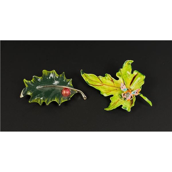 Hattie Carnegie and Gerrys Leaf Brooches
