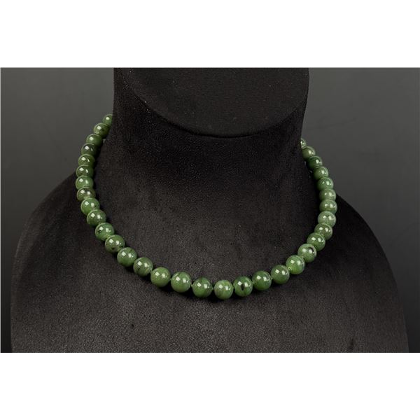 14k Gold Nephrite Jade Bead Necklace