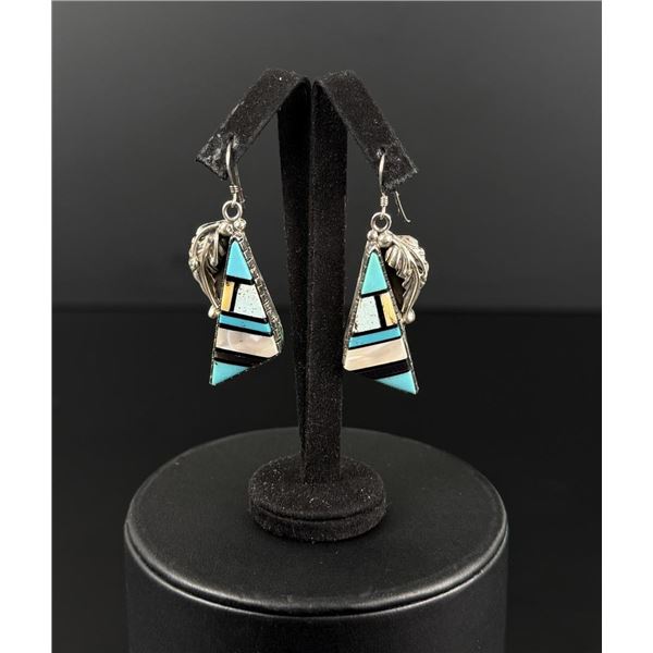 Richard Begay Navajo Sterling Inlay Earrings