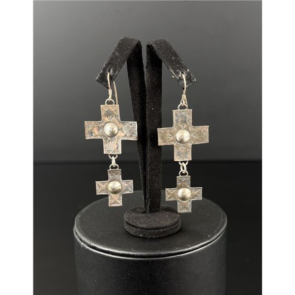 Navajo Sterling Silver Cross Earrings