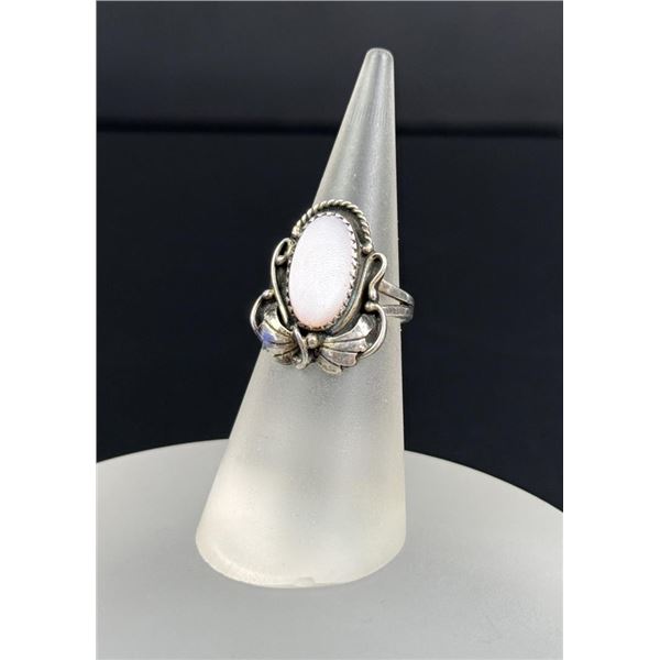 Jerry Cowboy Navajo Silver Mother of Pearl Ring