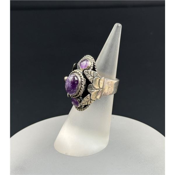 Taxco Mexico Sterling Amethyst Poison Ring
