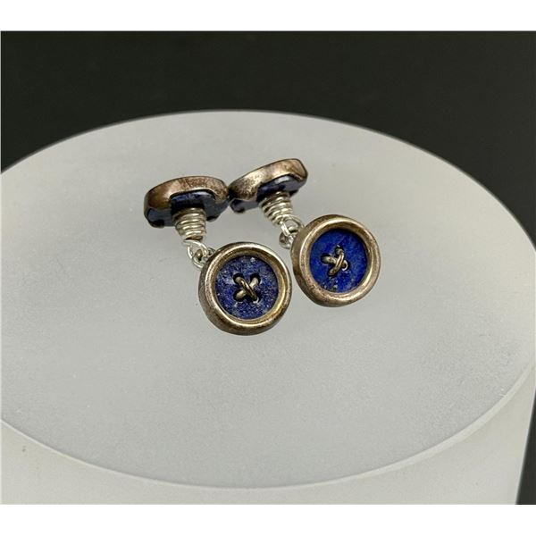 Sterling Silver Lapis Lazuli Button Cufflinks