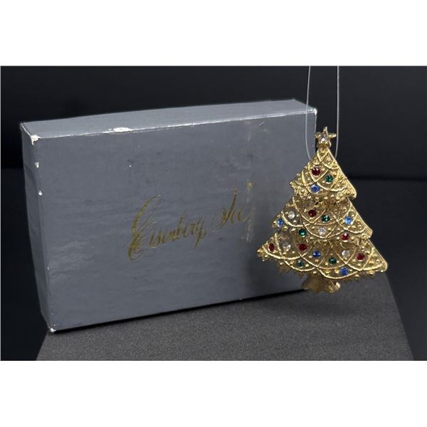 Eisenberg Ice Christmas Tree Rhinestone Brooch