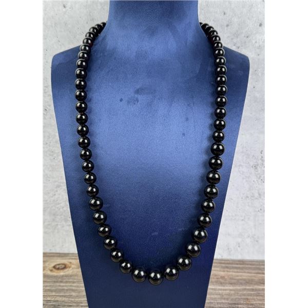 Baltic Deep Red Black Amber Bead Necklace