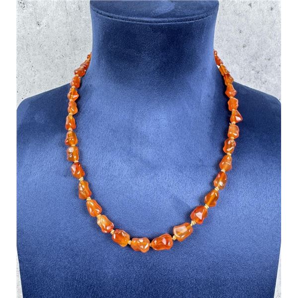 Sterling Silver Baltic Amber Nugget Necklace
