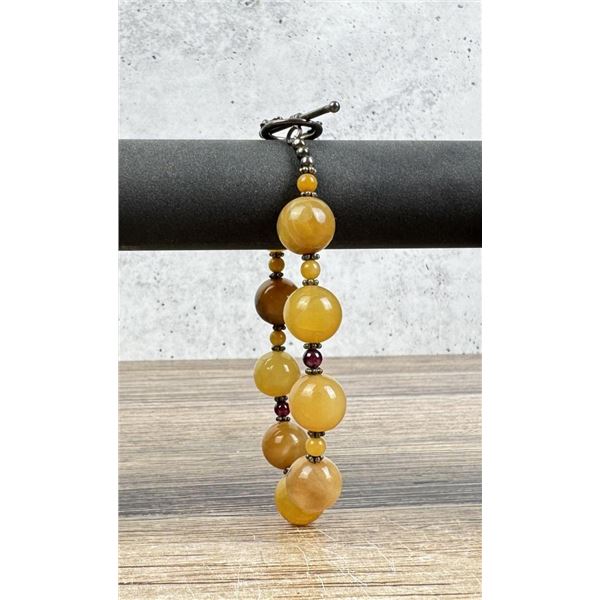 Sterling Silver Agate Bead Bracelet