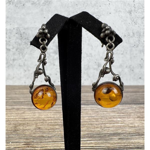 Sterling Silver Baltic Amber Earrings
