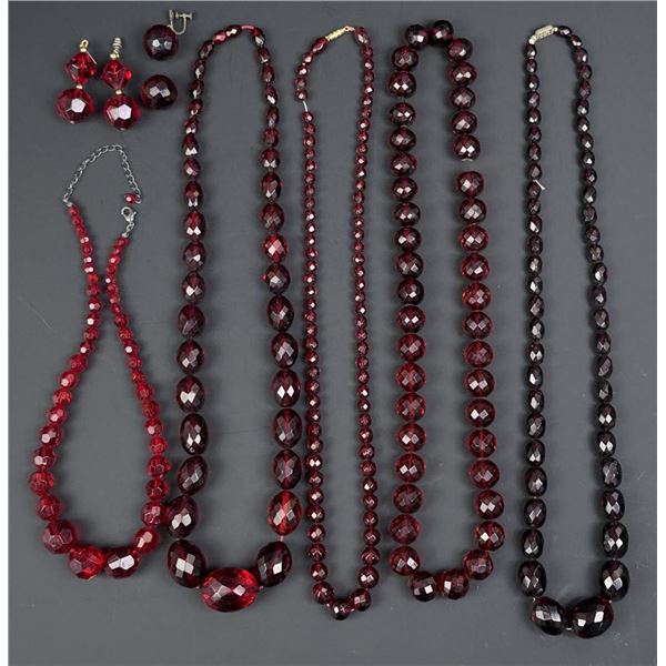 Group of Art Deco Costume Faceted Necklaces