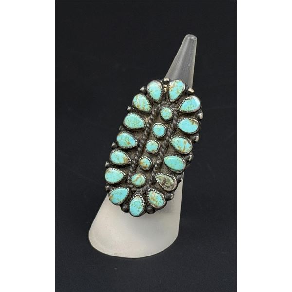 Zuni Sterling Silver Petit Point Turquoise Ring
