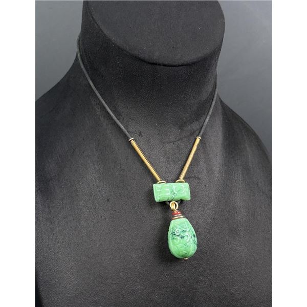 Chinese Carved Peking Glass Necklace