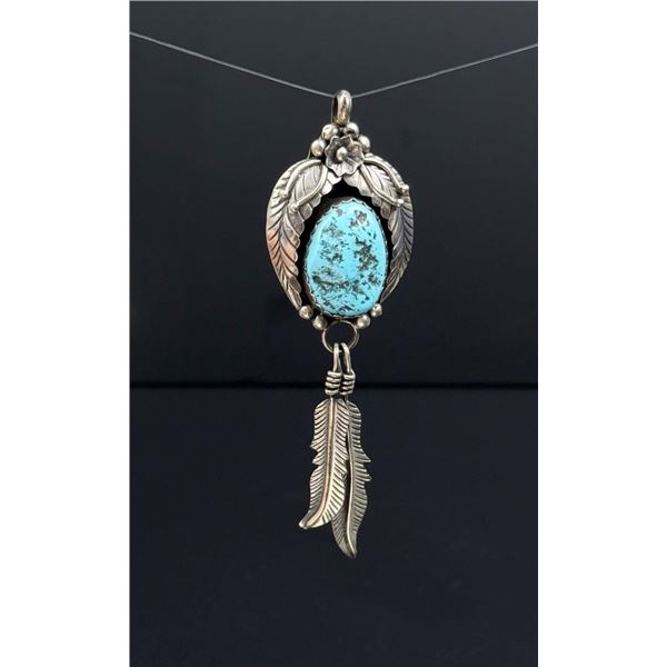 Yellowhorse Navajo Sterling Turquoise Pendant