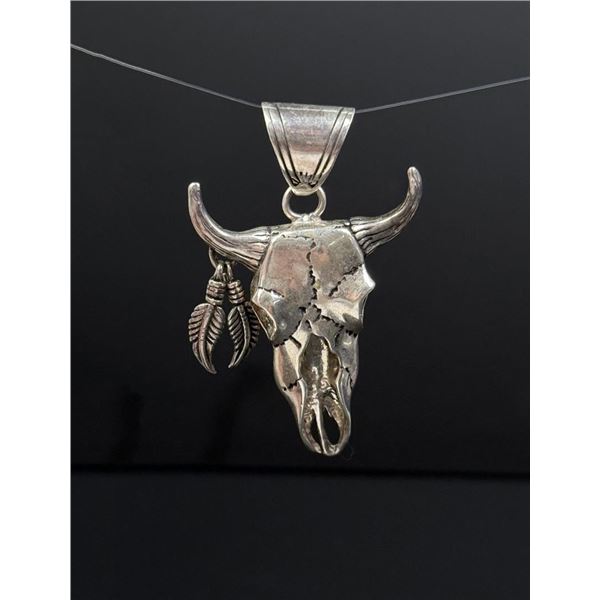 Sterling Silver Buffalo Skull Pendant