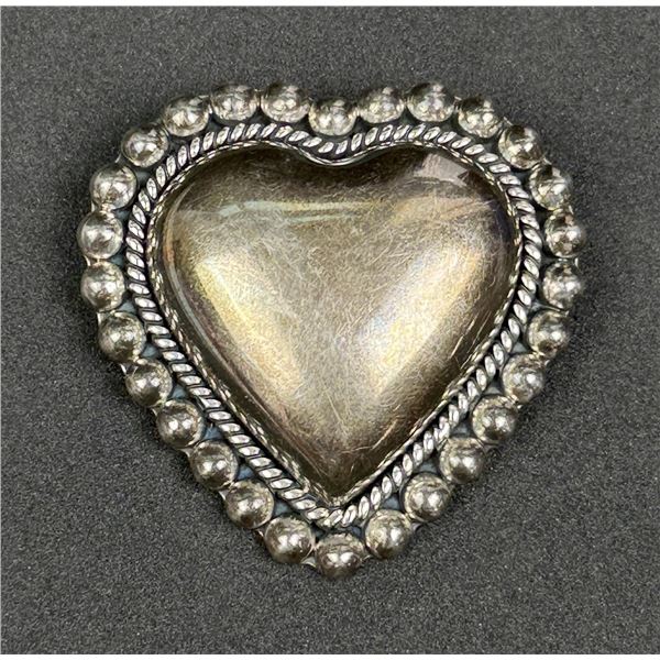 Taxco Mexico Sterling Silver Heart Brooch