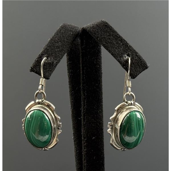 Navajo Sterling Silver Malachite Earrings
