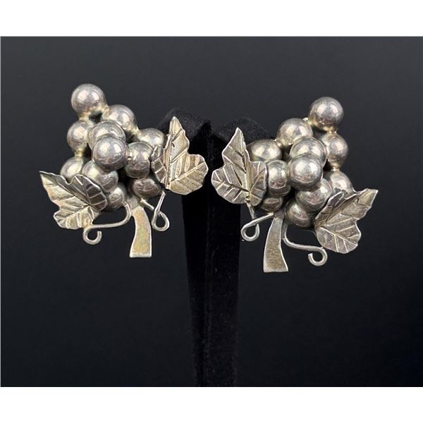 Taxco Mexico Sterling Silver Grape Earrings