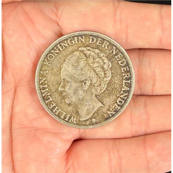 1938 Netherlands 2 1/2 Gulden Silver Coin
