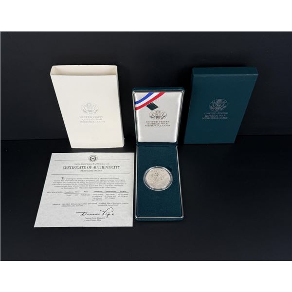 1991 Korean War Memorial Silver Dollar Proof Coin