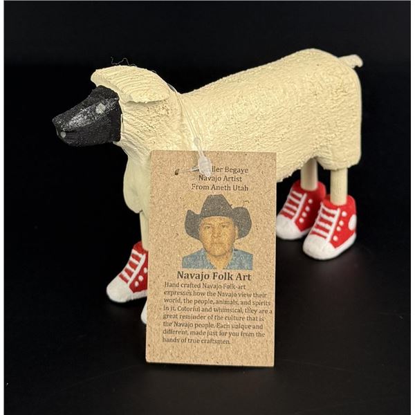 Chandler Begaye Navajo Folk Art Wood Carving Sheep