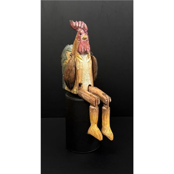 Folk Wood Rooster Shelf Sitter