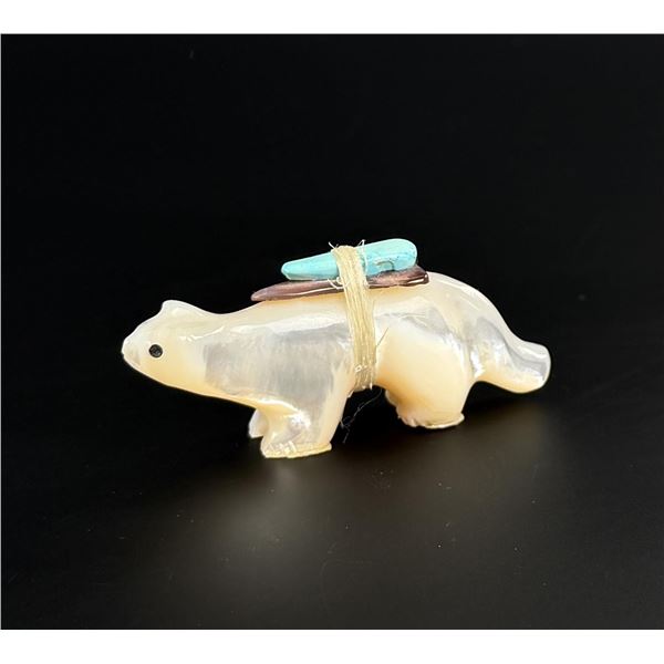 Zuni Carved Mother of Pearl Badger Fetish