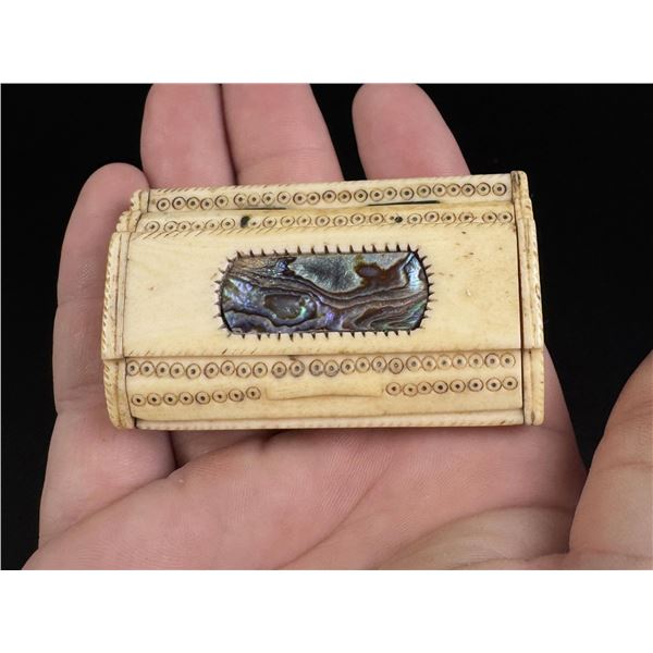 Whaler Made Whale Bone Snuff Box