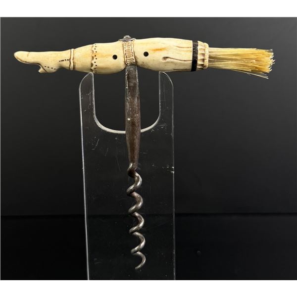 Whaler Made Whale Bone Lady Leg Corkscrew
