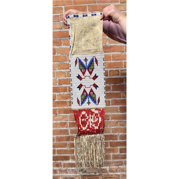 Lightening Rosebud Sioux Indian Beaded Pipe Bag
