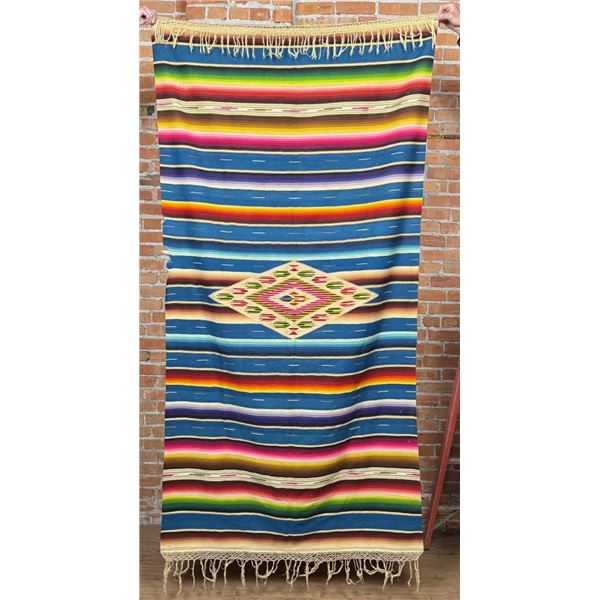 Antique Mexican Wool Serape Saltillo Blanket