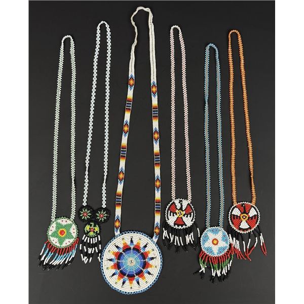 Native American Indian Beaded Rosette Necklaces