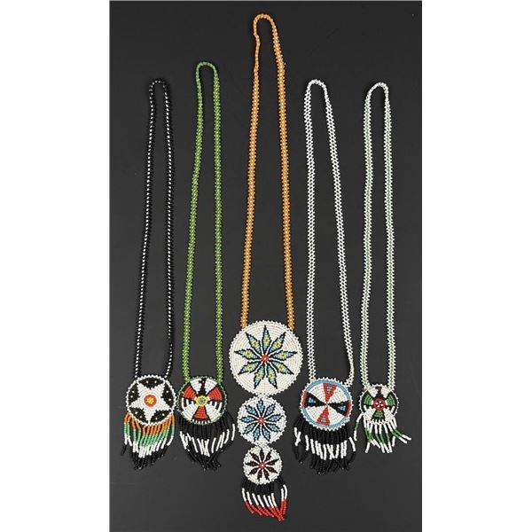 Native American Indian Beaded Rosette Necklaces