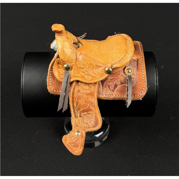 Salesman Sample Tooled Leather Cowboy Saddle