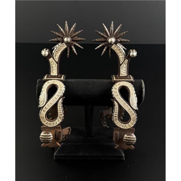 El Gato Silver Mounted Snake Cowboy Spurs