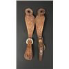 Image 1 : Basket Tooled Leather Cowboy Spur Straps