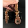 Image 4 : Basket Tooled Leather Cowboy Spur Straps