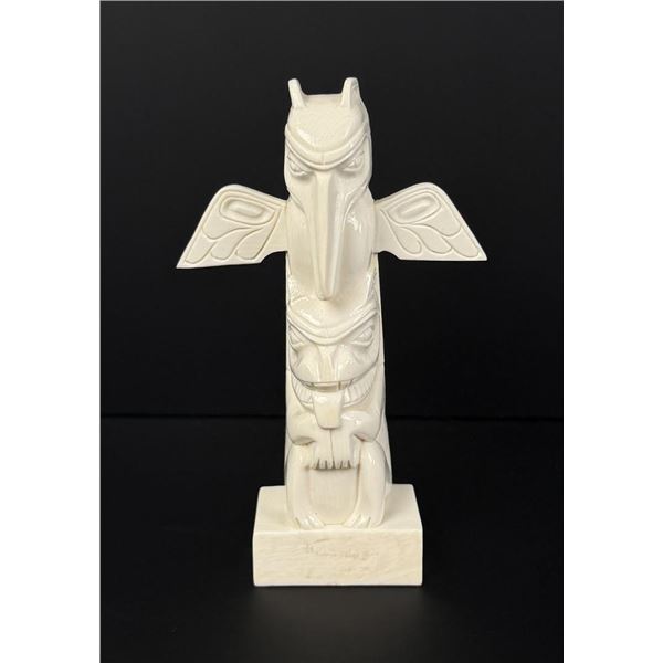 WK Alaskan Inuit Eskimo Carved Ivory Totem Pole